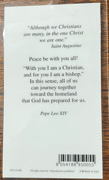 Pope Leo XIV Holy Card Laminated