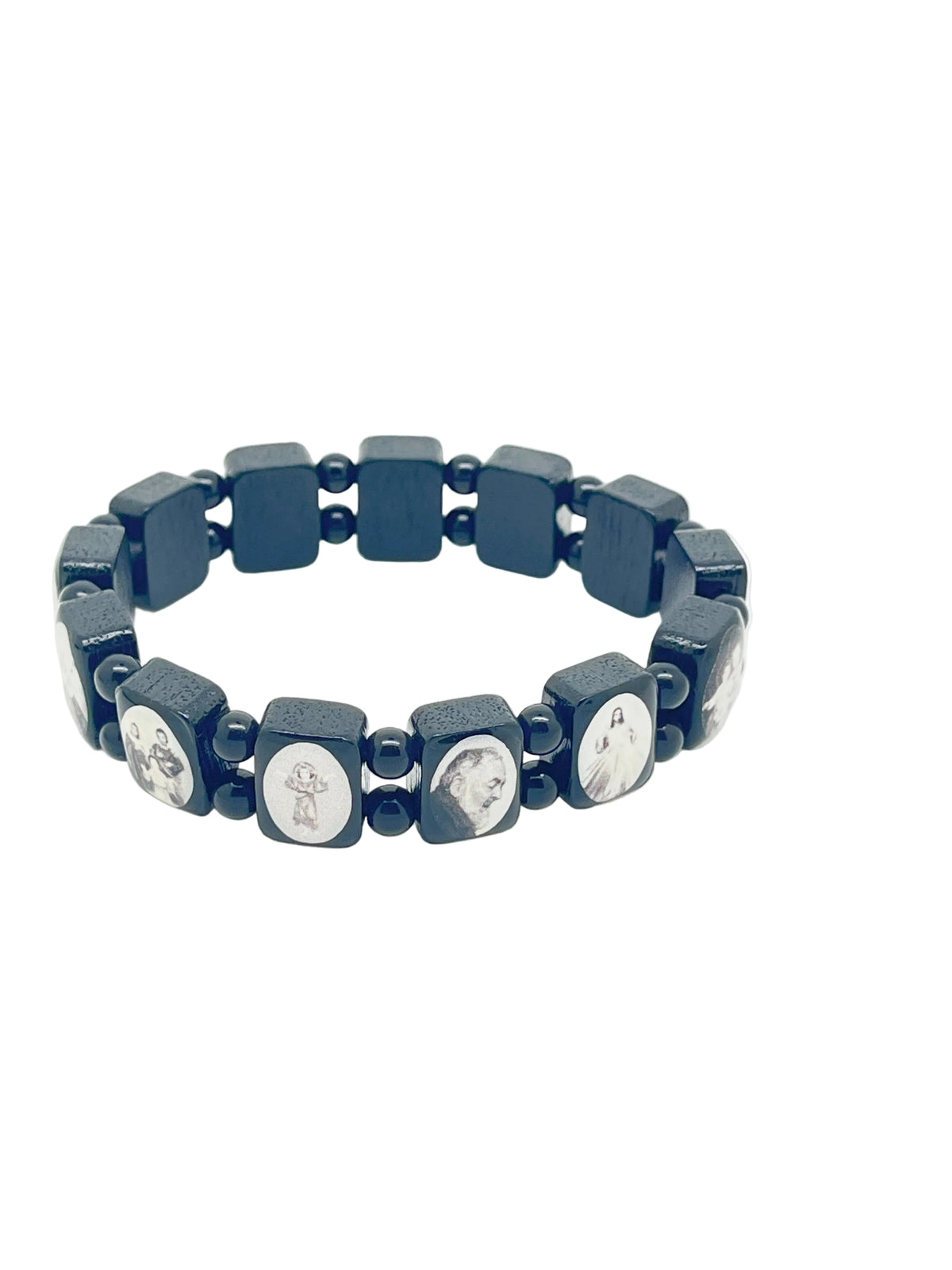 Jesus, Mary and the Saints  Vintage Wood Bracelet