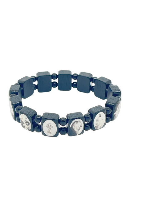Jesus, Mary and the Saints  Vintage Wood Bracelet