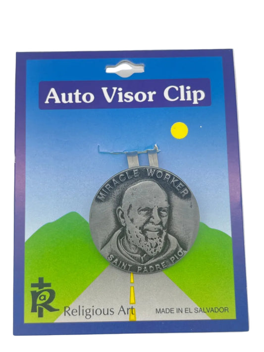 St. Padre Pio Pewter Auto Visor Clip