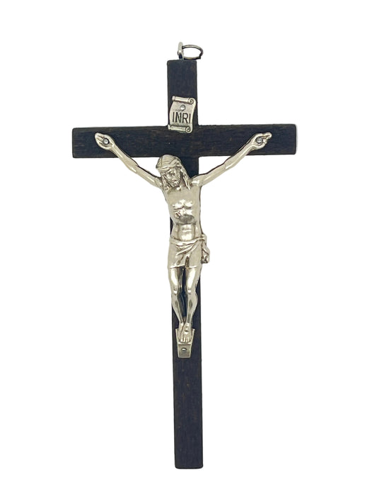Brown Wood Crucifix 4"