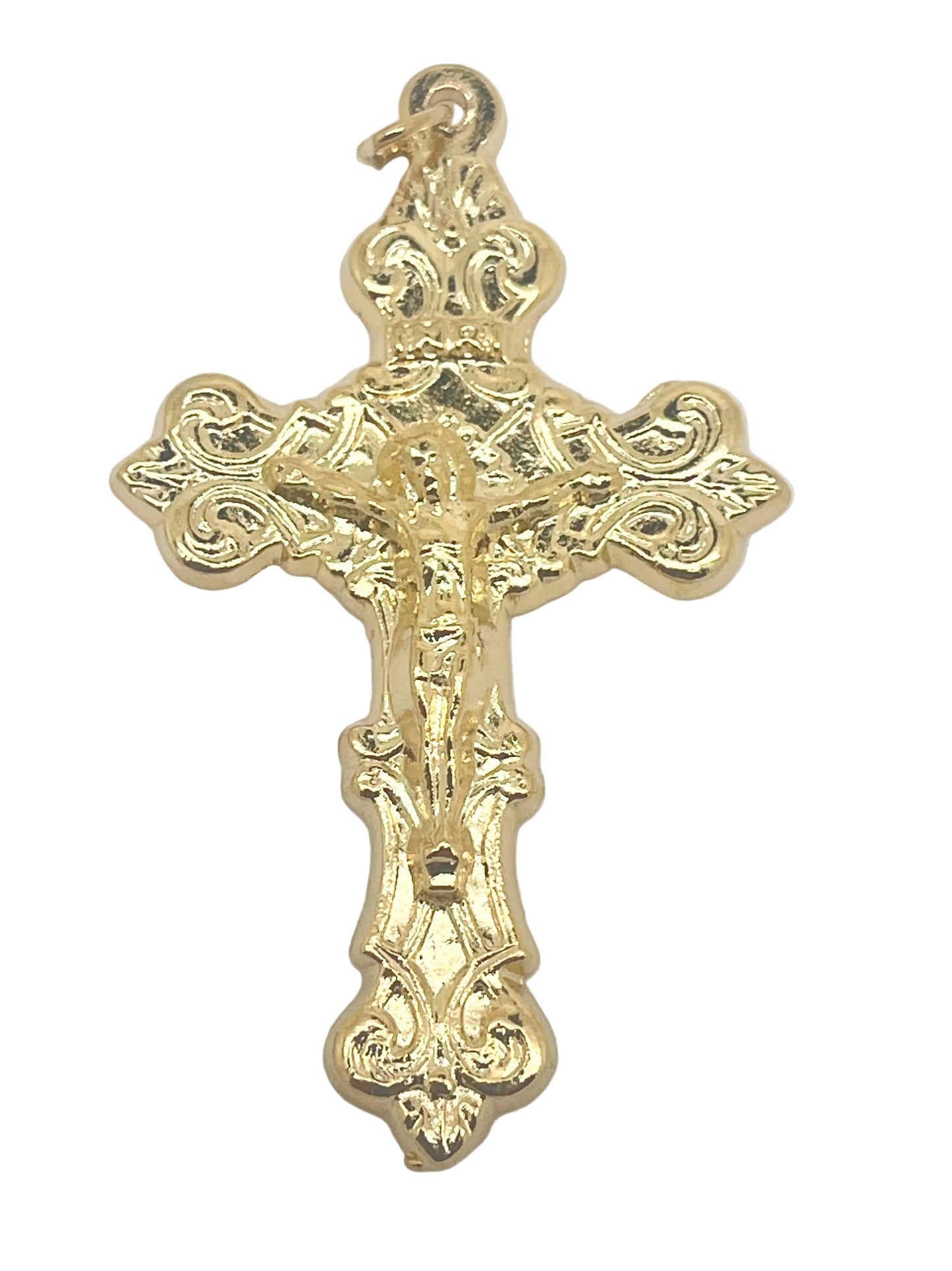 Gold Plated Crucifix Medal 2"