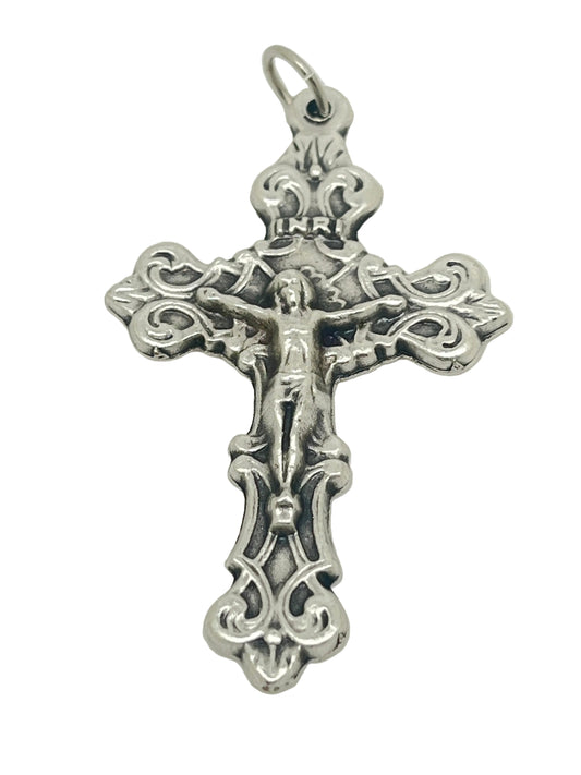 Silver Plated Crucifix Medal 2"