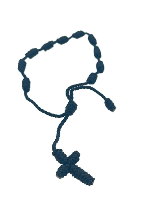 Black One Decade Corded Rosary Bracelet