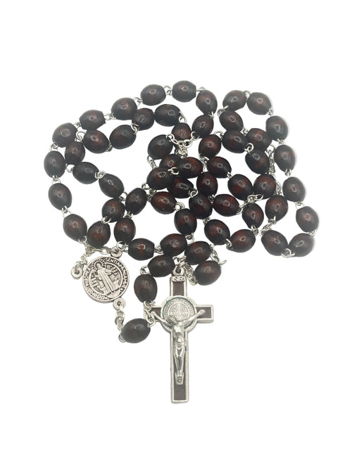 St. Benedict Rosary Brown Wood Rosary