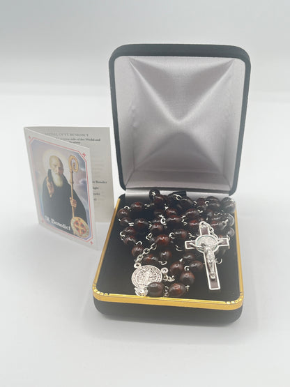 St. Benedict Rosary Brown Wood Rosary