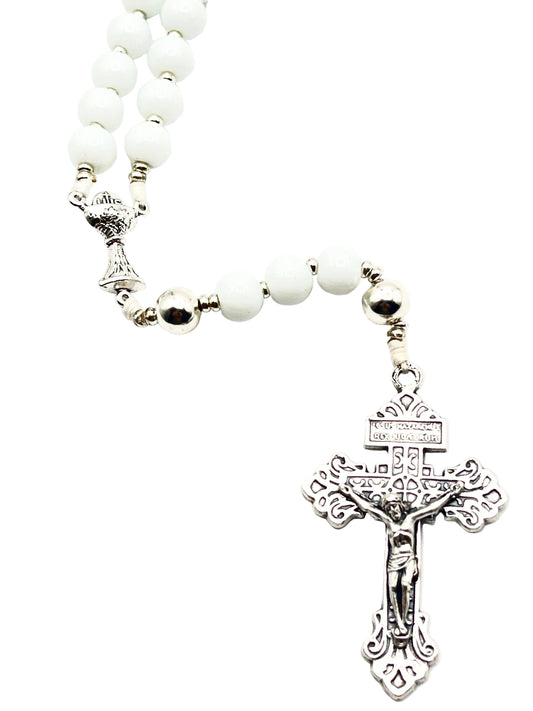 White First Communion Rosary