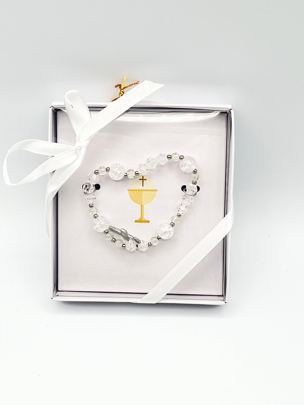 Crystal First Communion Bracelet with Silver Cross