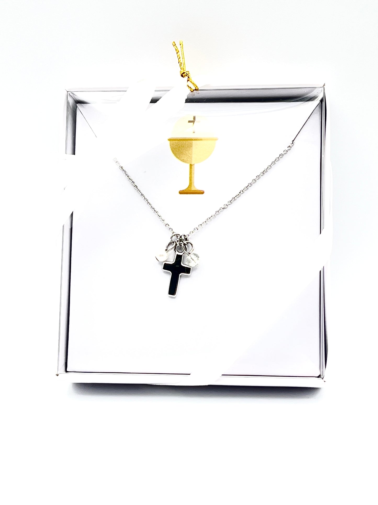 Silver First Communion Cross Necklace