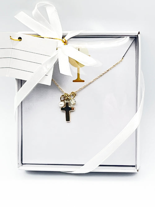 Gold First Communion Cross Necklace