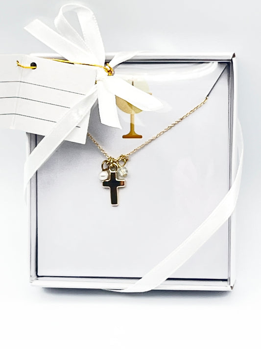 Gold First Communion Cross Necklace