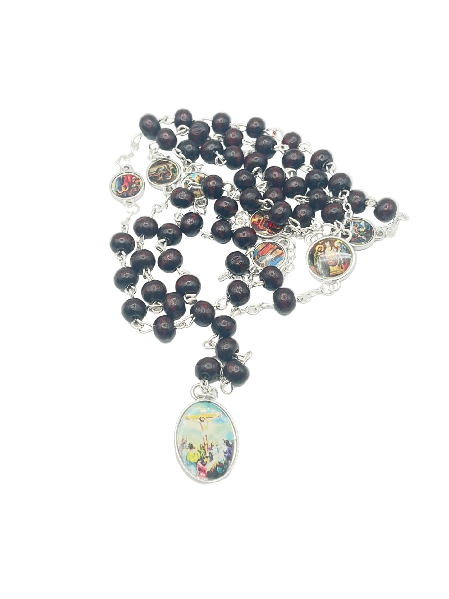 Seven Sorrows Brown Wood Rosary Chaplet