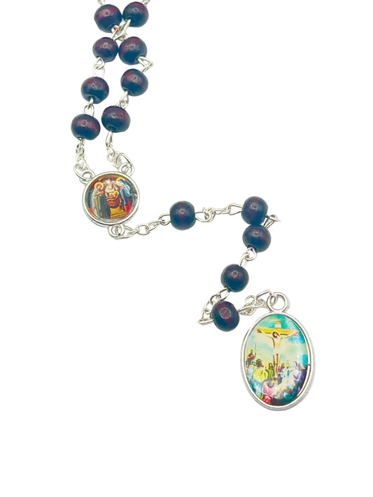 Seven Sorrows Brown Wood Rosary Chaplet