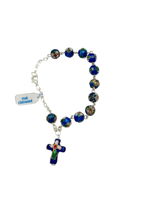Blue Real Cloisonne Rosary Bracelet