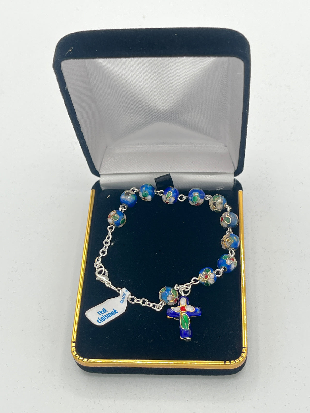 Blue Real Cloisonne Rosary Bracelet