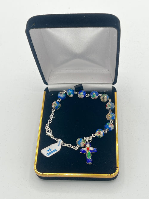 Blue Real Cloisonne Rosary Bracelet