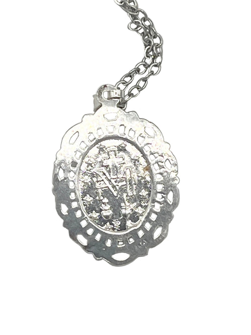 Sterling Silver Lace Miraculous Medal 3/4"