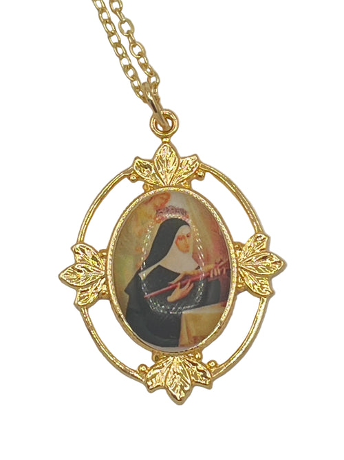 St Rita of Cascia Filigree Gold Medal 1"