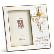 "I am the Bread of Life" Holy First Communion Frame With Chalice Cross  (7 1/2") for 4 x 6 picture - Unique Catholic Gifts