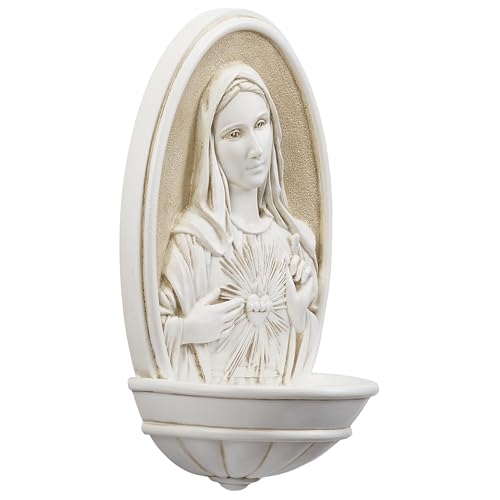 Immaculate Heart of Mary Holy Water Font  8" H