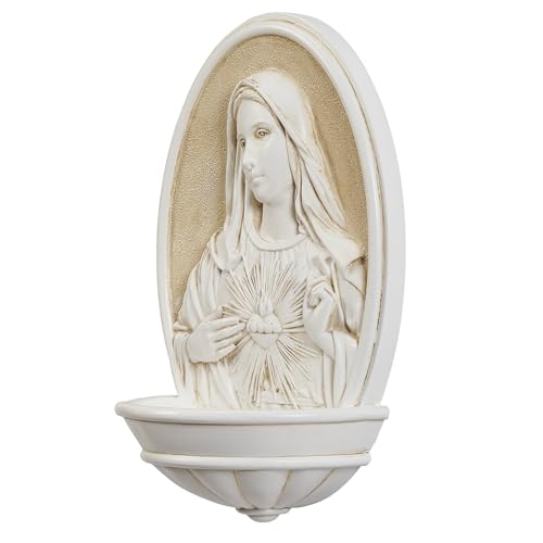 Immaculate Heart of Mary Holy Water Font  8" H
