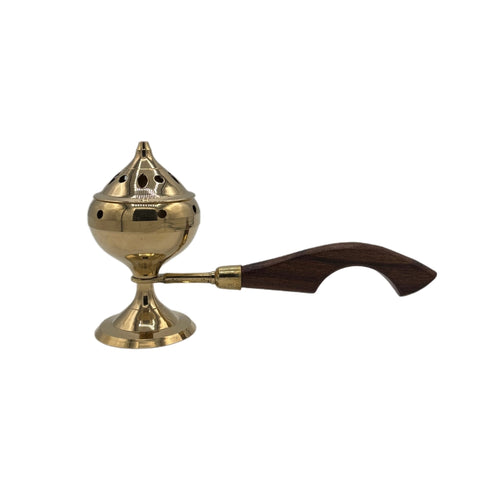 Brass Incense Burner with Handle 7"