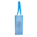 6" Small eco-friendly tote bag with Our Lady of Grace image and biblical prayer text on blue fabric