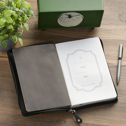 Man of God Espresso Brown and Walnut Faux Leather Classic Journal with Zipper Closure - 1 Timothy 6:11