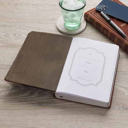 Stand Firm in the Faith Honey-brown and Espresso Faux Leather Classic Journal - 1 Corinthians 16:13