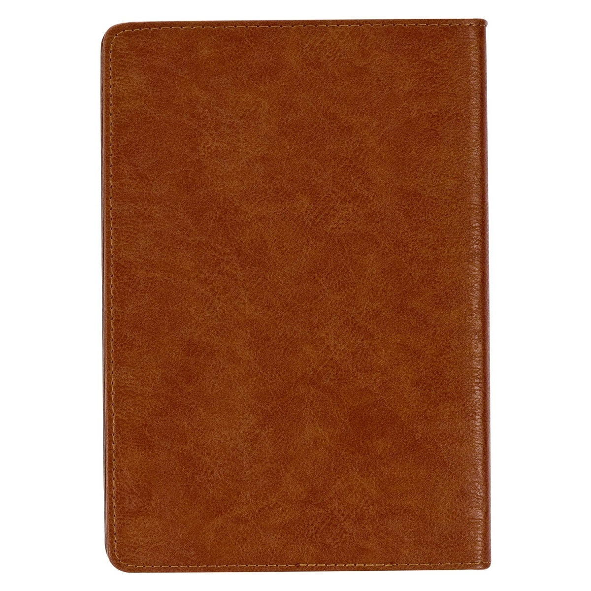 Two-tone brown faux leather classic journal with smooth texture and stitched edges, featuring 1 Corinthians 16:13 verse inside