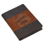 Man of God honey-brown and espresso faux leather journal with zipper closure and embossed 1 Timothy 6:11 text