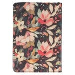 Midnight botanical faux leather journal with zipper, floral design, titled For I Know the Plans I Have for You, stylish gift for women and teachers