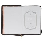 Midnight botanical faux leather journal with zipper closure, "For I know the plans I have for you" title page design