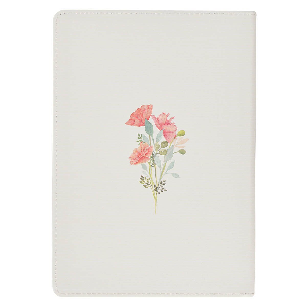 Cream faux leather journal with bright floral wreath design and Proverbs 27:9 text with zipper closure
