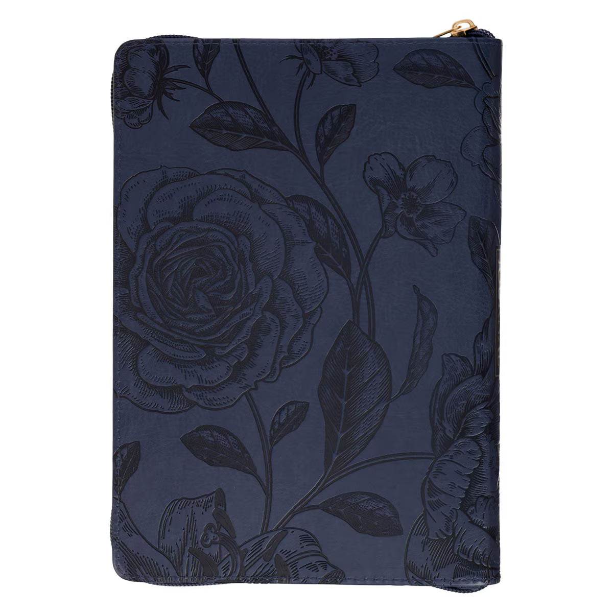 Amazing Grace Navy Blue Floral Faux Leather Classic Journal Zipper Closure