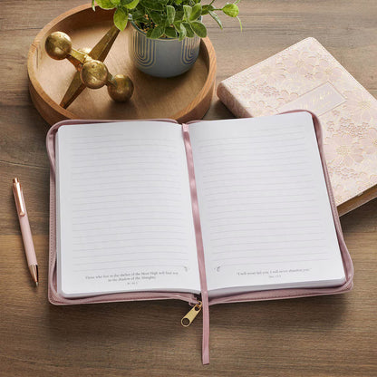 Always Be Joyful Dusty Mauve Faux Leather Classic Journal with Zipper Closure - 1 Thessalonians 5:16