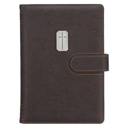 Man of God Espresso Brown Faux Leather Journal Cover with Magnetic Closure