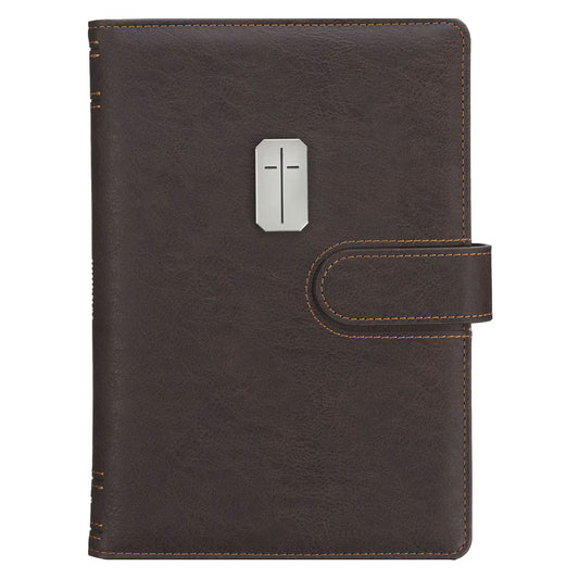 Man of God Espresso Brown Faux Leather Journal Cover with Magnetic Closure