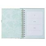 Love is Patient Green Hummingbird large wirebound journal with 1 Corinthians 13:4 and soft green floral design inside pages