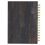 Large wirebound journal with dark wood grain cover and gold spiral binding, titled "Be Strong in the Lord" with Ephesians 6:10 verse