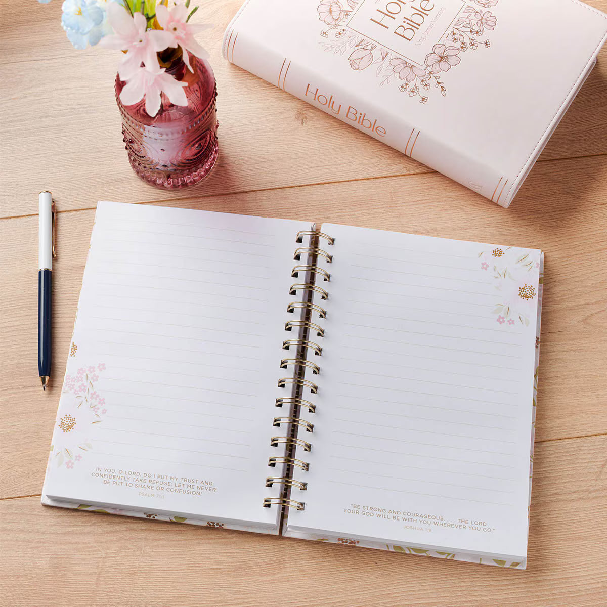 Bless and Keep You Blush Bloom Spiral Journal - Numbers 6:24