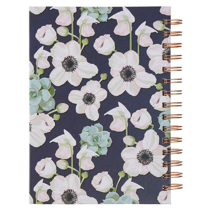 Ask, Seek, Knock Navy Floral Spiral Journal - Matthew 7:7