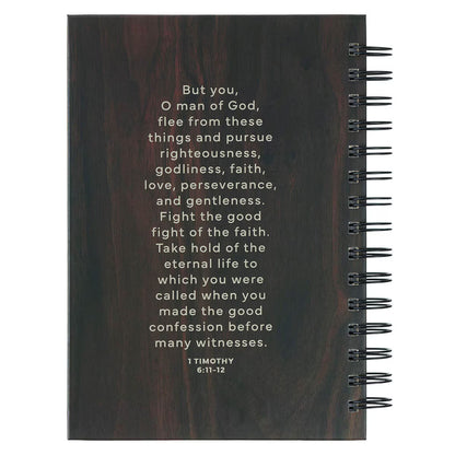 Man of God Brown Trailhead Large Spiral Journal - 1 Timothy 6:11