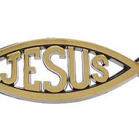 Jesus Ichthus Auto Emblem 6" Gold - Unique Catholic Gifts