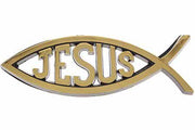 Jesus Ichthus Auto Emblem 6" Gold - Unique Catholic Gifts