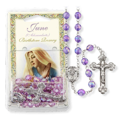 June Alexandrite Birthstone Rosary 8mm - Unique Catholic Gifts