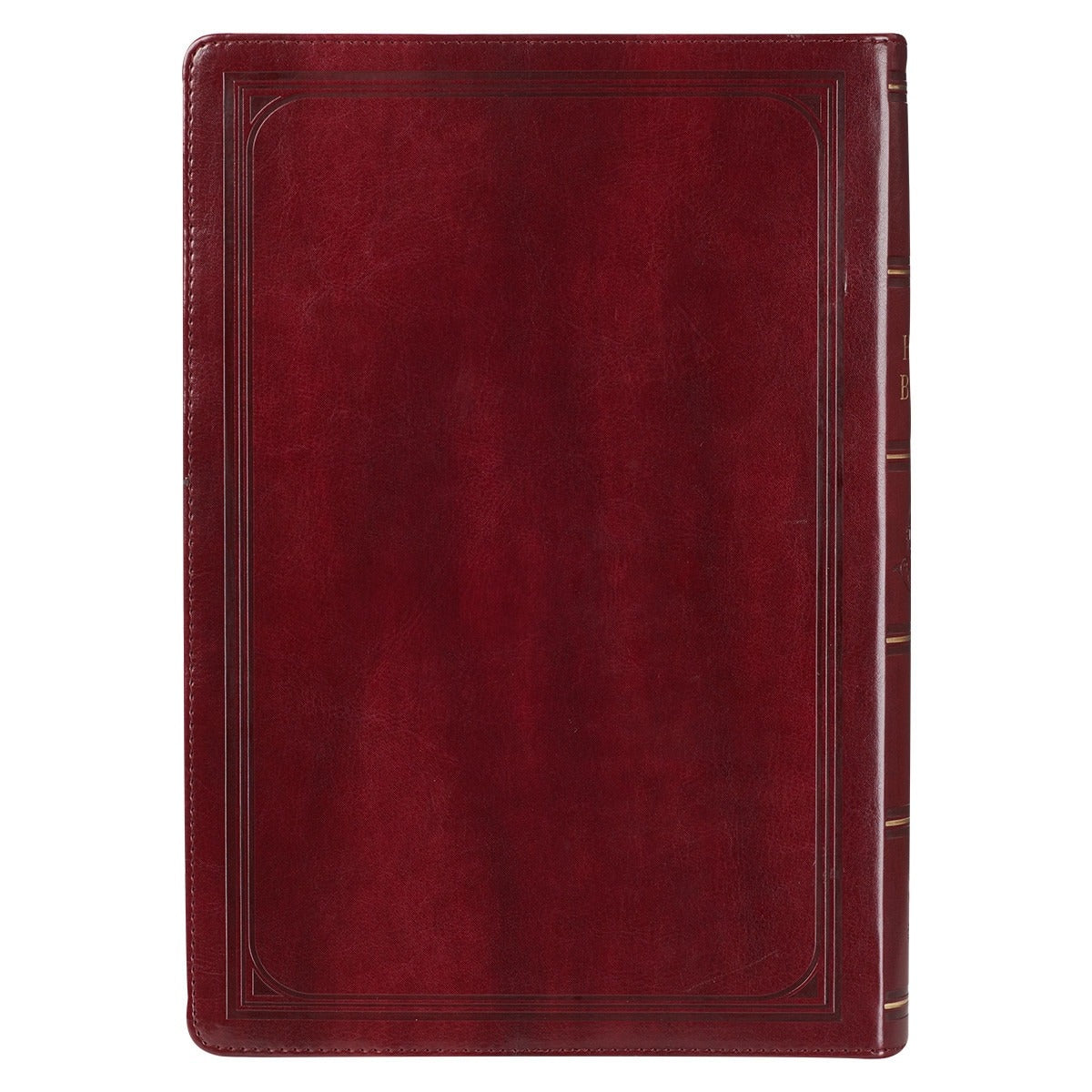 Burgundy faux leather King James Version Bible with subtle St. John’s cross design and thumb index for easy navigation