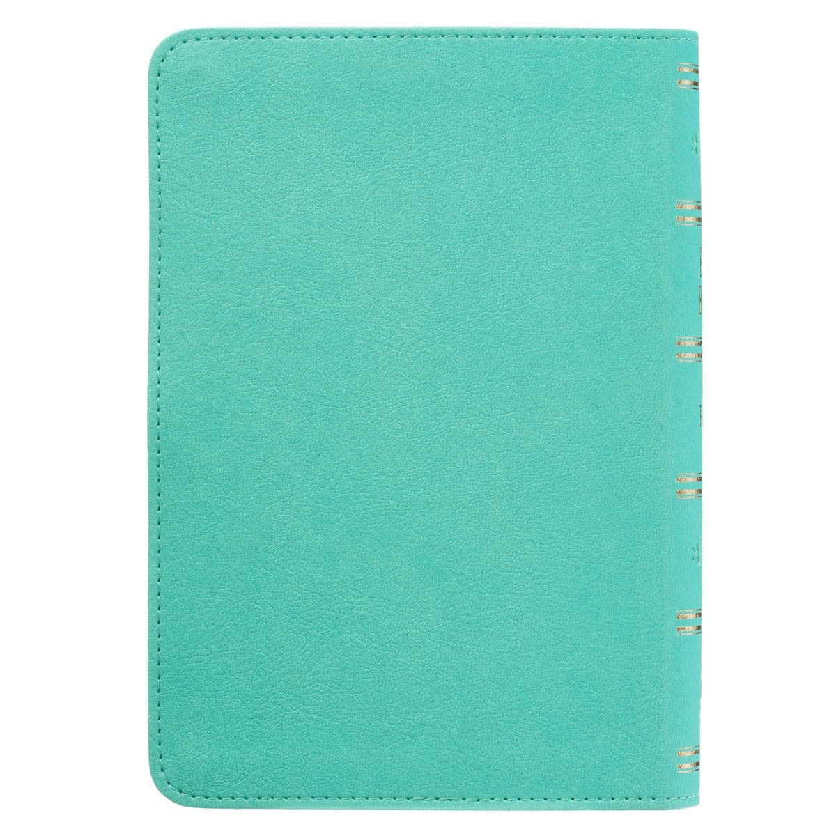Robin’s-egg blue faux leather compact King James Version Bible with large print and stitched edges