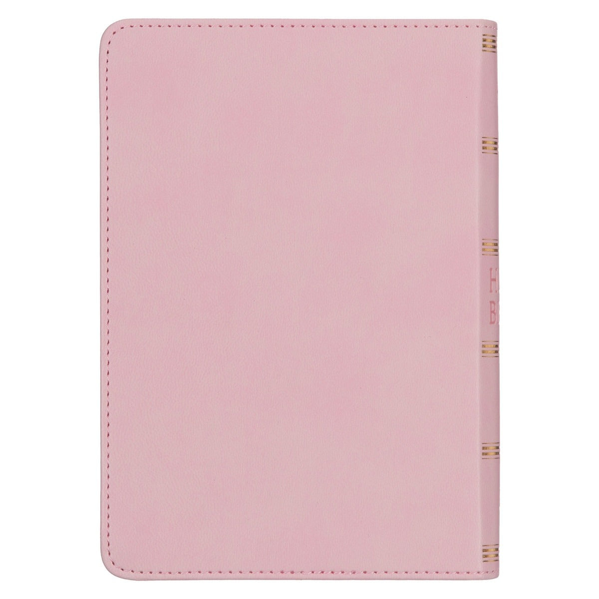 Compact Ballet Pink Large Print King James Version Bible with smooth cover and gold-accented spine detailing