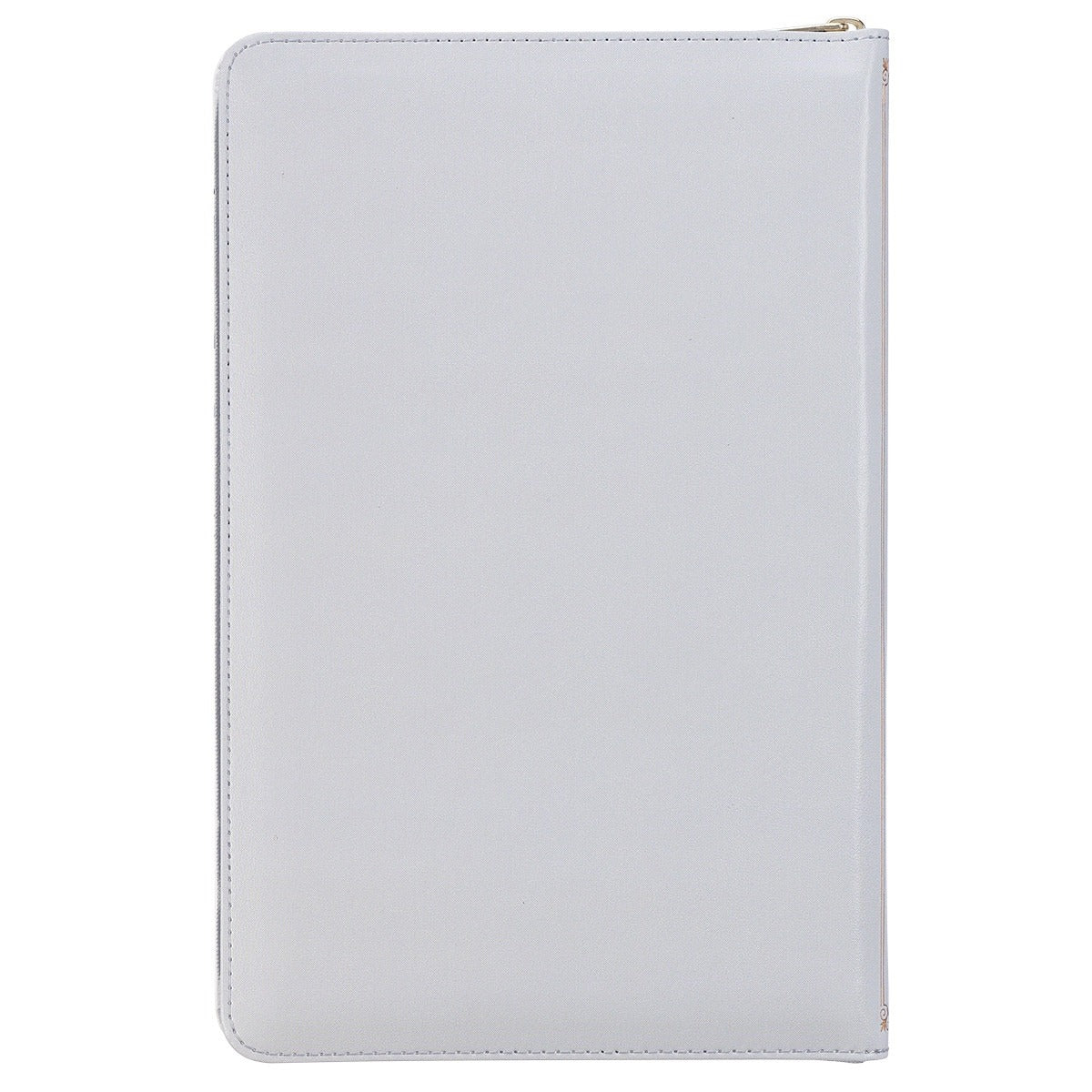 Frosty gray faux leather King James Version deluxe Bible with zipper closure and thumb index, gift edition